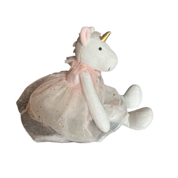 CANTIA Plush Unicorn Doll Pink Tulle Dress Gold Stars Gold Horn 13" - Picture 4 of 9